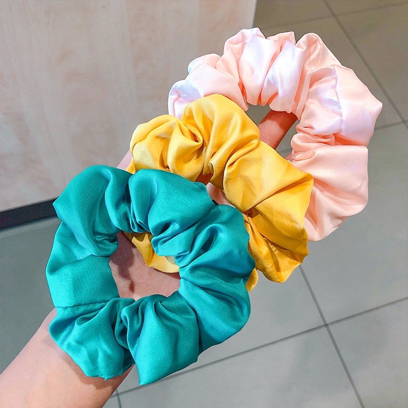 Dây buộc tóc, cột tóc Scrunchies trơn nhiều màu phong cách Hàn Quốc bé gái