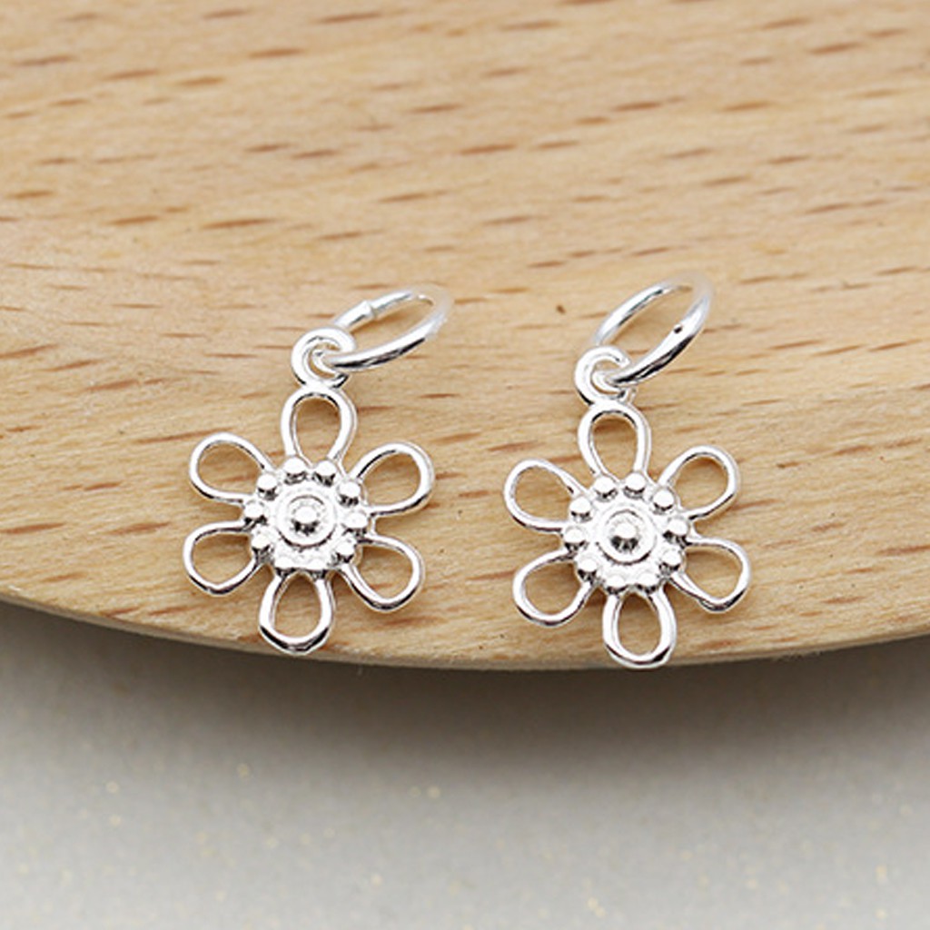 Phụ kiện Charm bạc Mặt hoa nhỏ treo