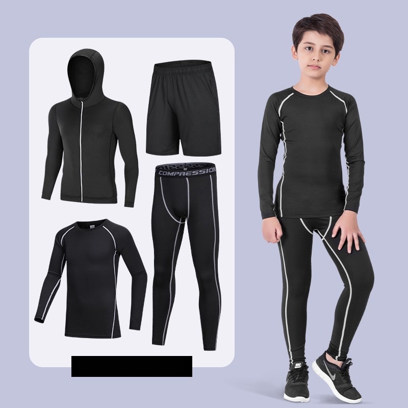 Bộ Đồ Thể Thao Áo Thun Tay Ngắn Phối Quần Short Ôm Dáng Cá Tính Cho Bé Trai