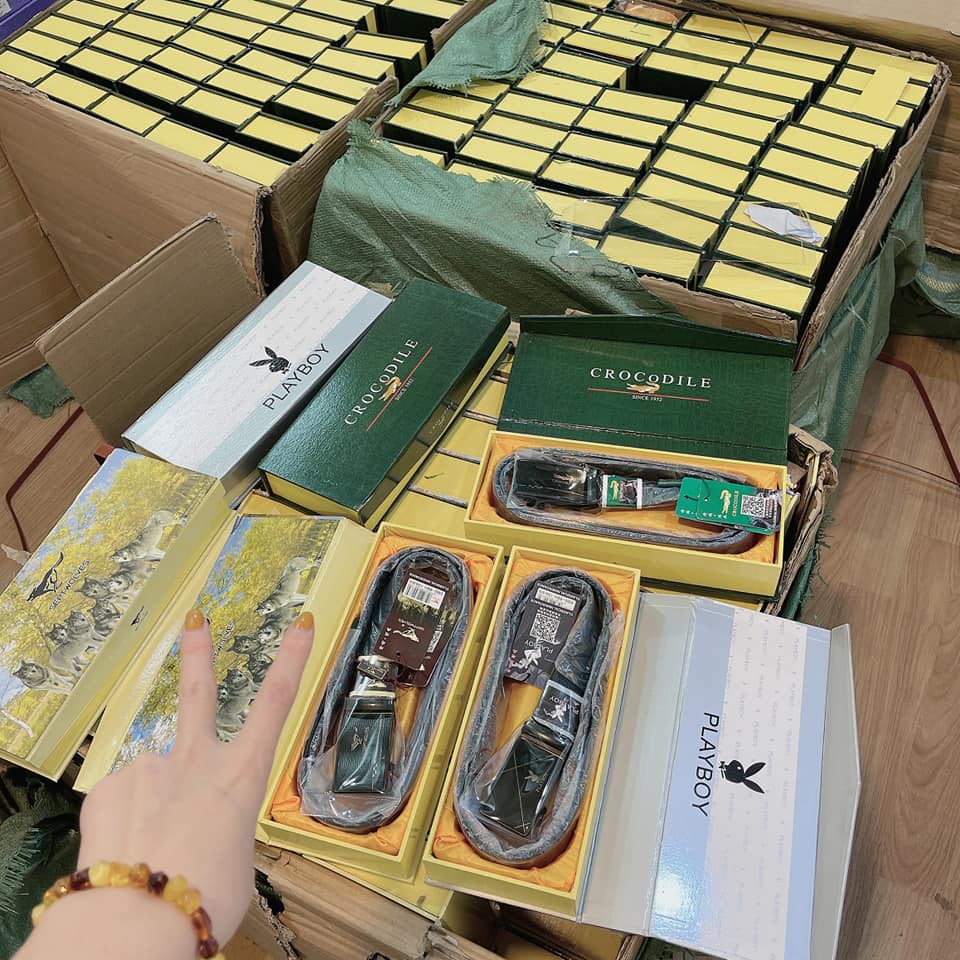 [LẺ = SỈ) Thắt Lưng Nam Cá Sấu Sang Trọng Dây Lưng Full Box (Hộp + tag hãng đầy đủ ) Như Hình Giá Rẻ
