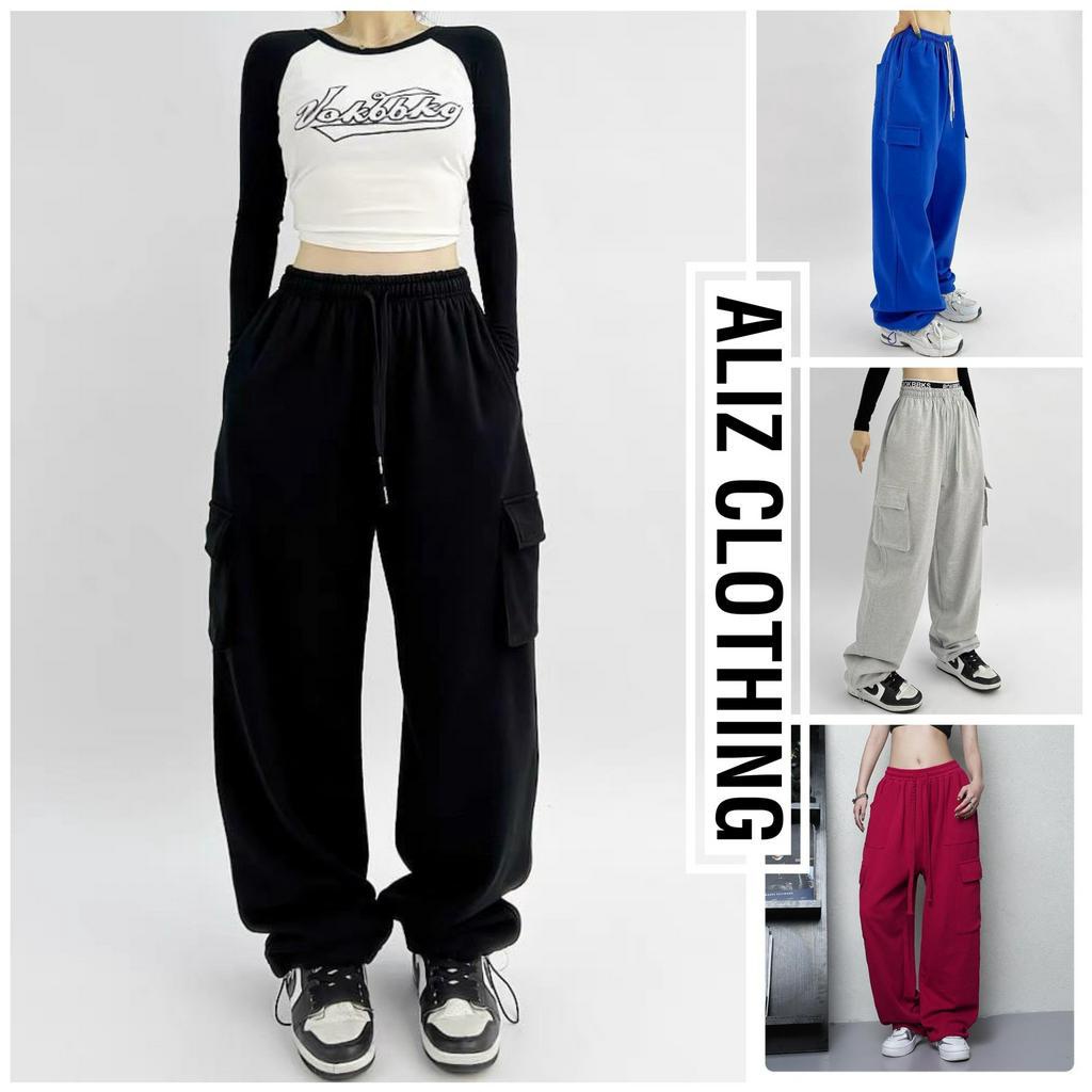 Quần túi hộp thun Cotton da cá Cargo Pants Unisex