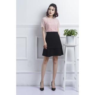 Áo ren hồng viền cổ