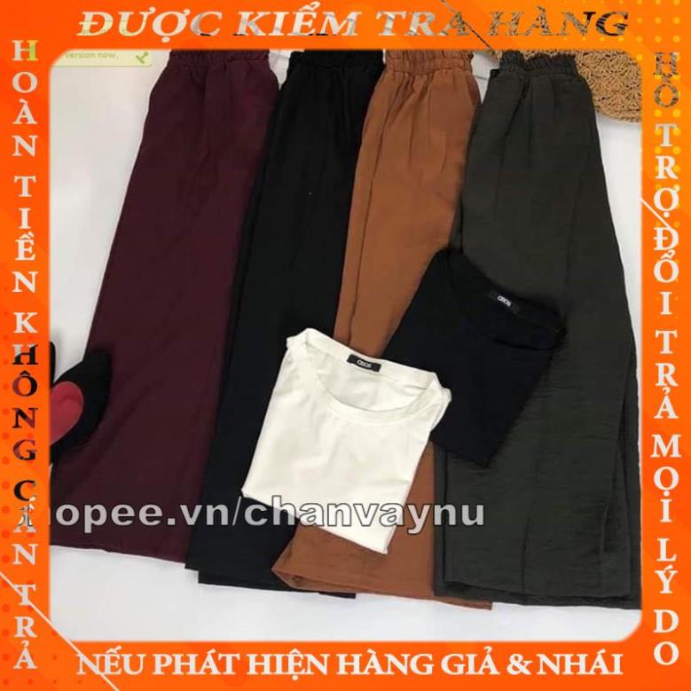 Quần ống rộng lửng chất đũi LƯNG THUN rthangha