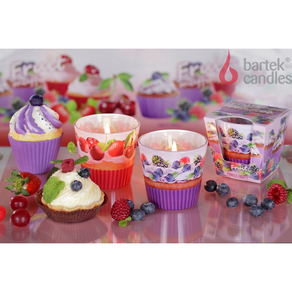 Ly nến thơm Bartek Candles BAT5568 Fruit Muffins 115g (Hương bánh hoa quả)