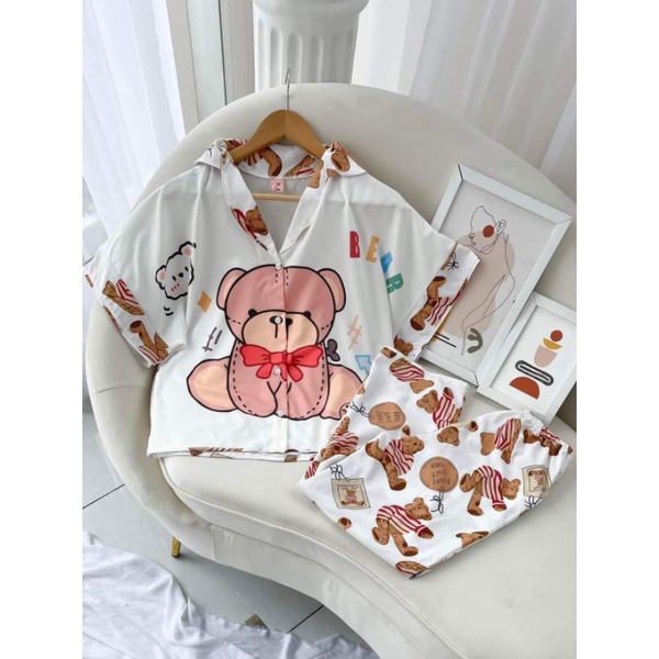 ĐỒ bộ nữ mặc nhà PIJAMA tay ngắn quần dài chất liệu Lụa satin cao cấp