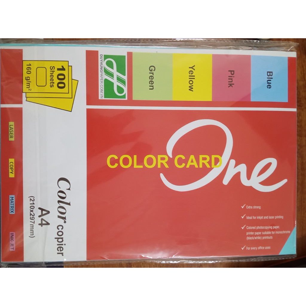 Bìa a4 đóng sổ Color Card One ĐL160 xanh biển/hồng/vàng/trắng/xanh lá mạ(ram)