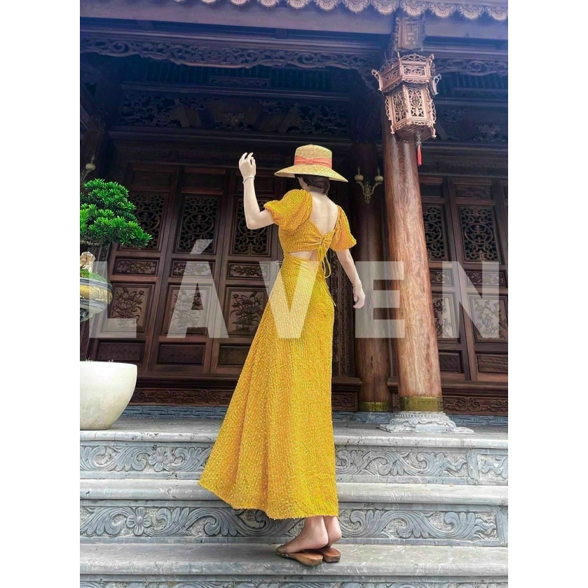 Đầm Maxi Dài Hở Lưng Đi Biển, Maxi Trắng Cổ Vuông Tay Phồng Sexy Thời Trang Nữ Minh Phúc | BigBuy360 - bigbuy360.vn