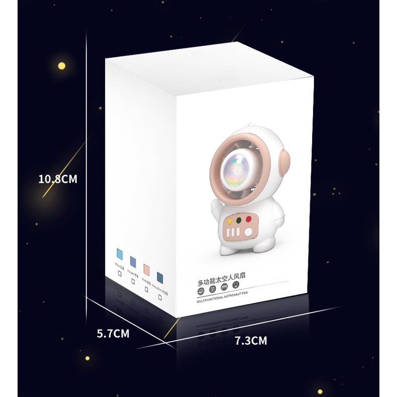 Hoạt Hình Quạt mini Cầm Tay Hình Phi Hành Gia Có Đèn Sạc usb