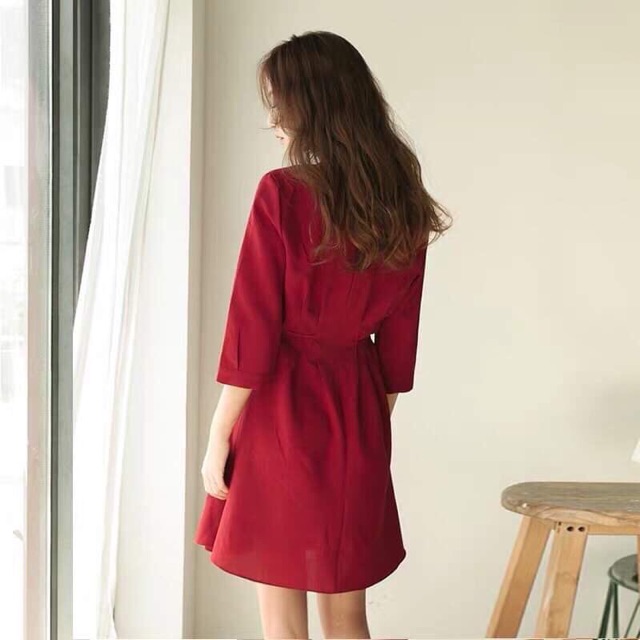 ĐẦM ĐỎ TAY LỠ CỘT NƠ EO THANH LỊCH (KÈM ẢNH THẬT) | BigBuy360 - bigbuy360.vn