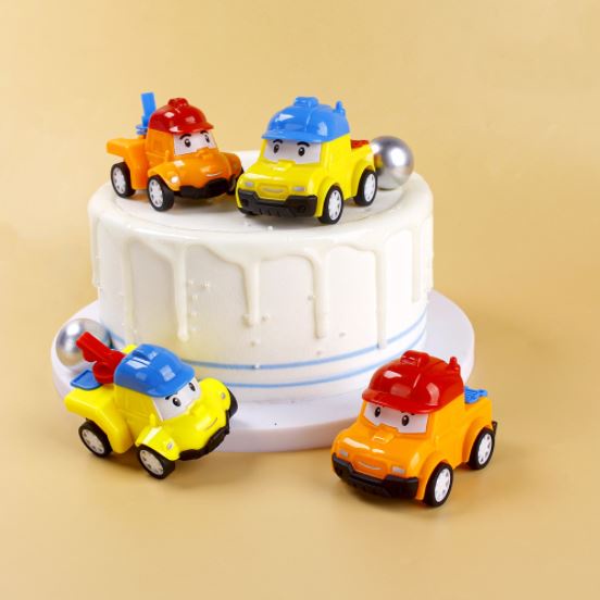 Phụ kiện bánh sinh nhật bánh kem - 4 xe oto đội mũ   trang trí bánh sinh nhật