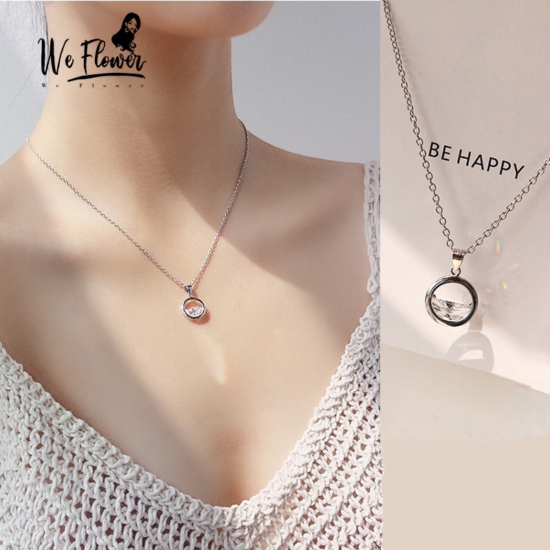 We Flower Vòng cổ Bạc Mặt Hình Giọt Nước Thời Trang Hàn Quốc Cho Nữ