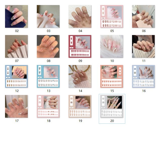 Set 24 Móng Tay Giả Dáng Dài Đính Bướm Thời Trang Sang Trọng Có Thể Tháo Rời