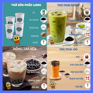 (25-30 Ly)Set Nguyên Liệu Pha Trà Sữa, Phúc Long, Hồng trà, Thái Xanh, Đỏ.nguyên liệu làm trà sữa