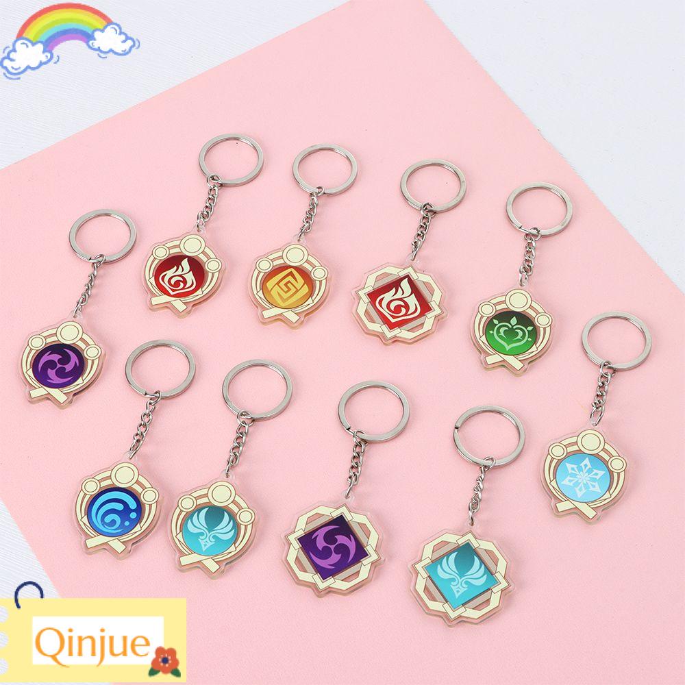 QINJUE Acrylic Bag Pendant Mondstadt Liyue Bag Accessories Anime Keychain Genshin Impact God's Eye Fashion Element Vision Ornaments