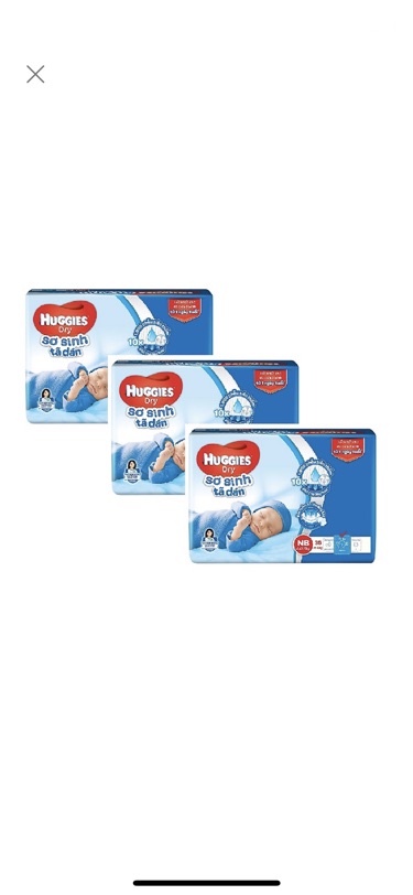 Tã dán sơ sinh Huggies Dry Newborn ( 58 miếng + 2 miếng )