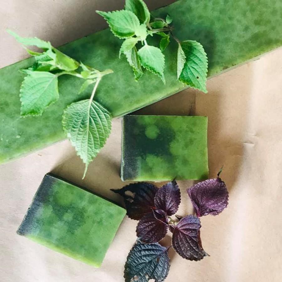 Xà bông Sinh Dược Tía Tô hương Hương Nhu (Bánh 100gr) | BigBuy360 - bigbuy360.vn