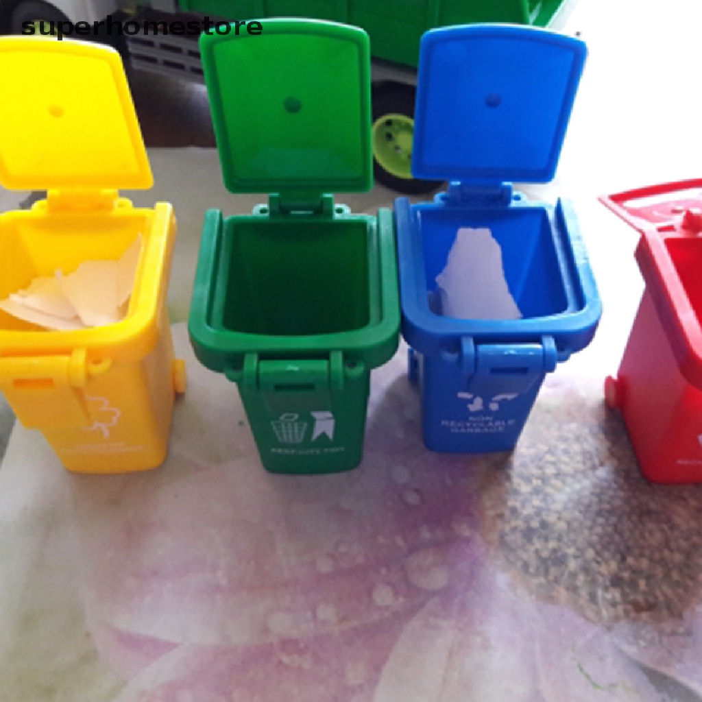 Bộ 4 Thùng Rác Mini Dạng Đẩy Cho Xe Hơi Đồ Chơi Mới