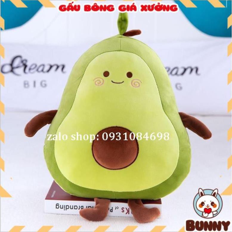 Gấu Bông Trái Bơ Dài Đội Nón Tay Thỏ Size 80cm/1m2 - Gối Ôm Trái Bơ Dài Đội Nón