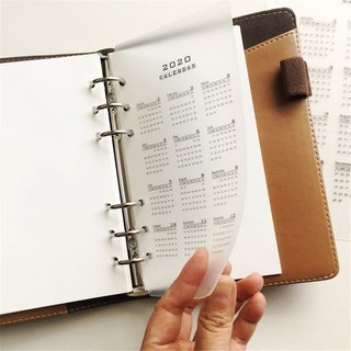 Phiên bản đơn giản A5 / A6 Lá rời trong suốt mờ 2021 Lịch với tiêu chuẩn 6 lỗ