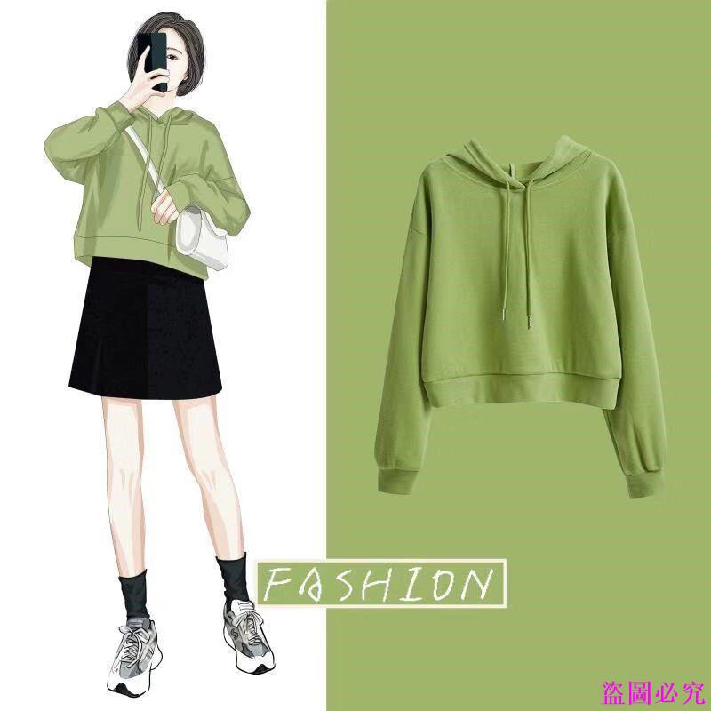 Áo hoodie dáng ngắn thời trang mùa thu dành cho nữ♡