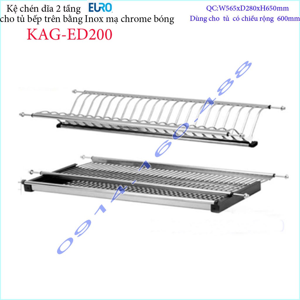 Kệ chén dĩa âm tủ KAG-ED200 - 56.5cm, Kệ chén bát chữ V 2 tầng Euro  56.5cm  có khay hứng nước thiết kế đẹp tiện dụng