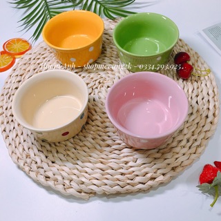 Bát sứ tròn to chấm bi cho bé ăn dặm