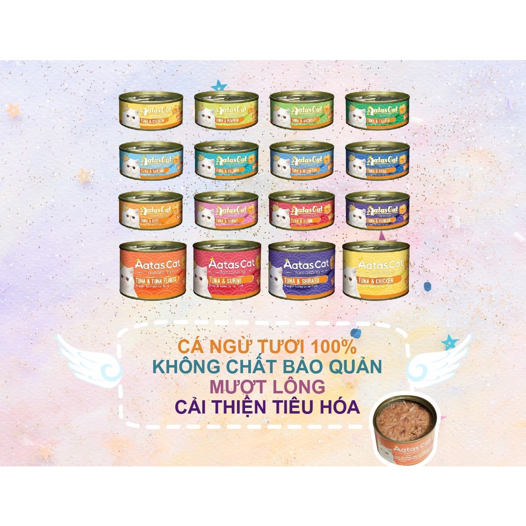 [DINH DƯỠNG CHO MÈO] Pate AATAS CAT 80g cho Mèo vị Cá Ngừ và Topping