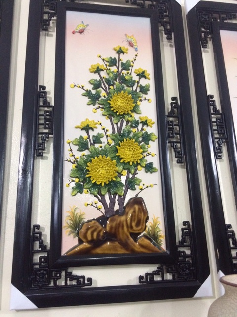 Bộ tranh tứ quý đắp nổi Tùng Cúc Trúc Mai - cao 80cm