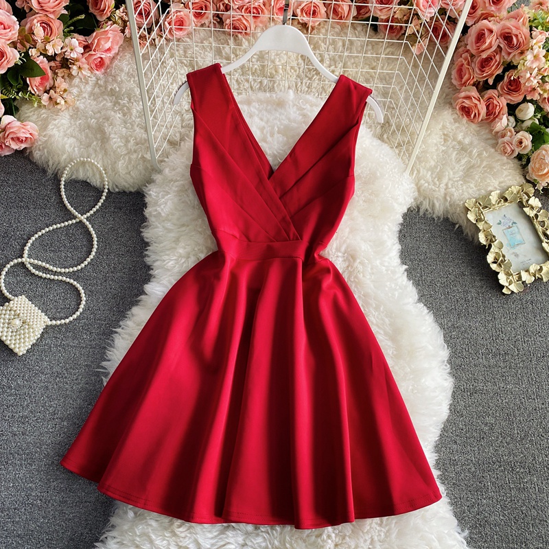 🌸Hàng Order🌸(Đủ Màu) Váy Đầm Cổ V Dáng Xòe Tiệc Cưới Thanh Lịch Nữ Tính🌸Hàng Quảng Châu