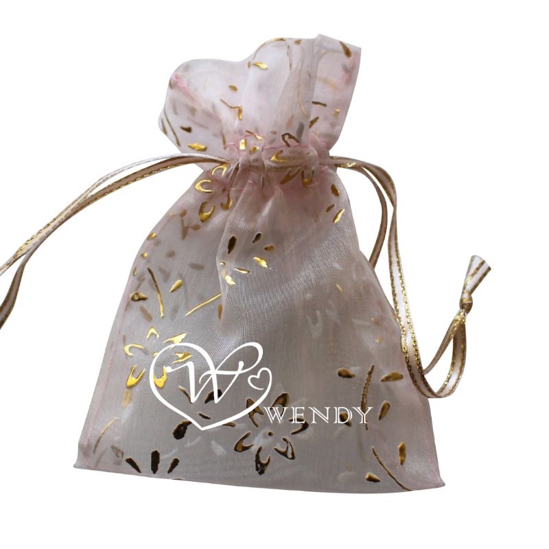 sét 20 túi vải voan dây rút cao cấp hoạ tiết độc đáo size 9x12 cm