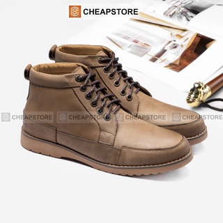 Giày da bò nam CHEAPSTORE CS604 Nâu tây -  Giày tây công sở tăng chiều cao da bò thật (bảo hành 24 tháng)