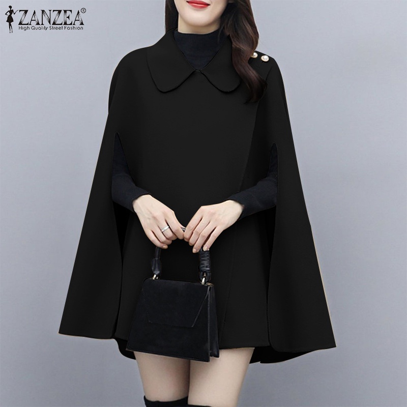 Áo choàng ZANZEA form rộng màu trơn cổ mép lật thời trang mùa đông cho nữ | BigBuy360 - bigbuy360.vn