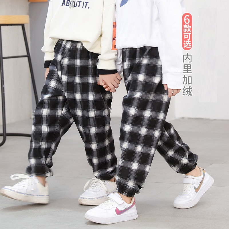 Quần Dài Dáng Rộng Lót Lông Cừu Dày Dặn Giữ Ấm Phong Cách Hàn Quốc Thời Trang Thu Đông Cho Bé 80-150cm