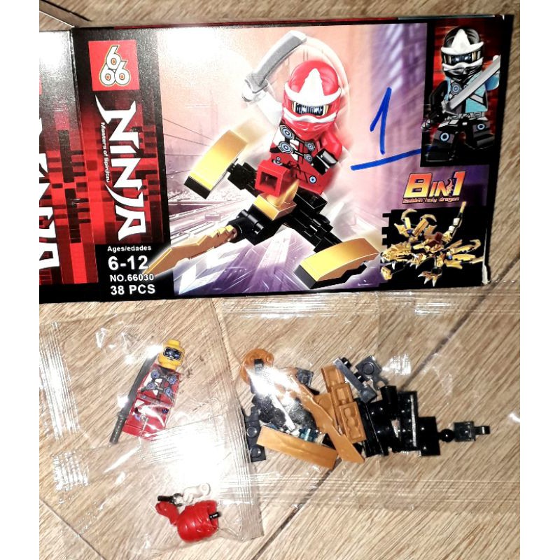 Lắp ráp 1 hộp LegoNinja Rồng Vàng 66030 có nhiều chi tiết bằng nhựa
