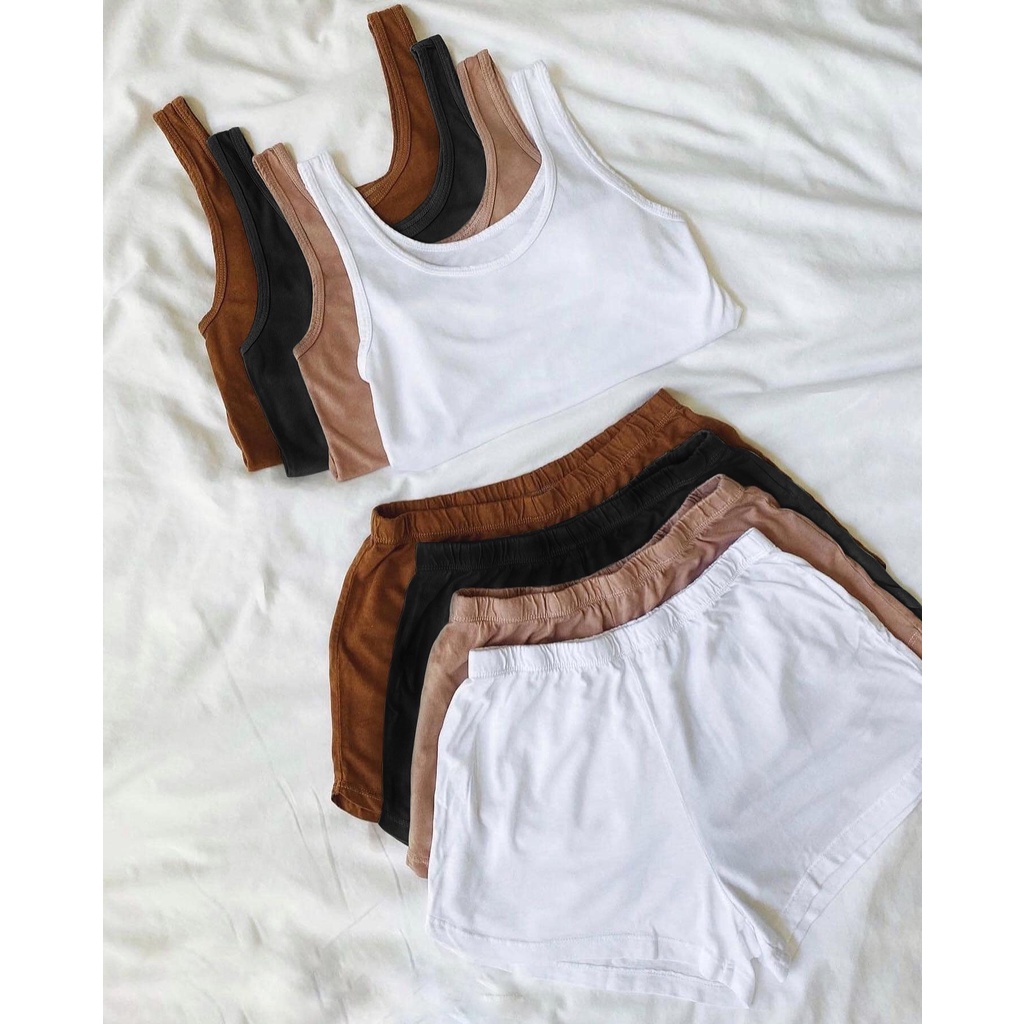 Đồ ngủ nữ vải cotton thấm hút mồ hôi, set mặc nhà ba lỗ đùi co giãn form rộng 38kg - 65kg BT01