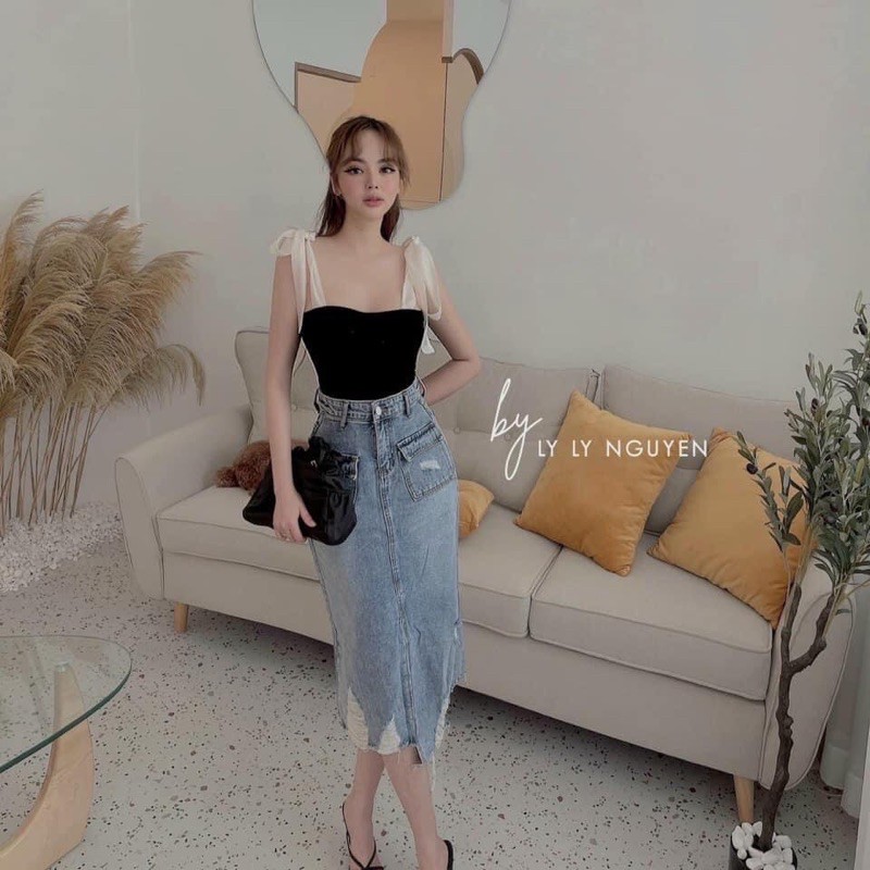 [Hàng Chuẩn] Chân Váy Bò Rách Túi Hộp Cá Tính Có Ảnh Thật Kèm Video | BigBuy360 - bigbuy360.vn