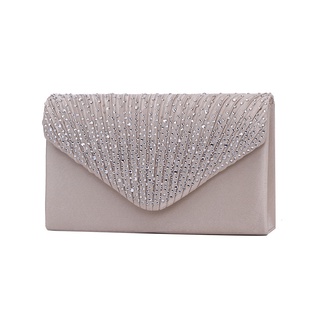 Image of European and American High Quality Dinner Bags Ladies Banquet Evening Bags Satin and Diamond Envelope Clutches