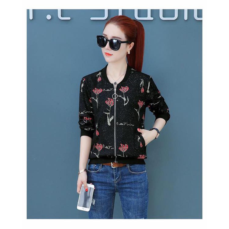 Áo khoác nữ - Áo khoác bomber in họa tiết siêu đẹp