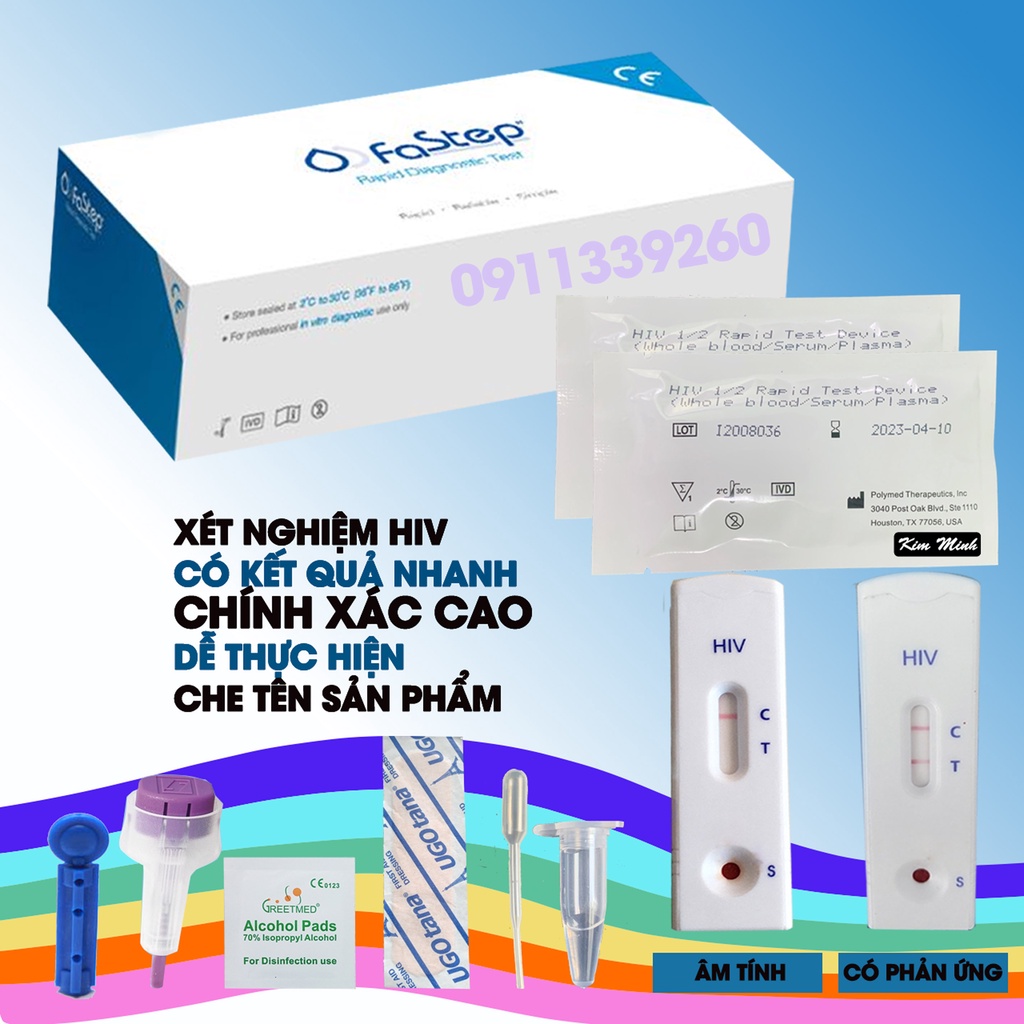  (HỎA TỐC HCM)Que thử nhanh HIV tại nhà Fastep USA kết quả chính xác đến 99%