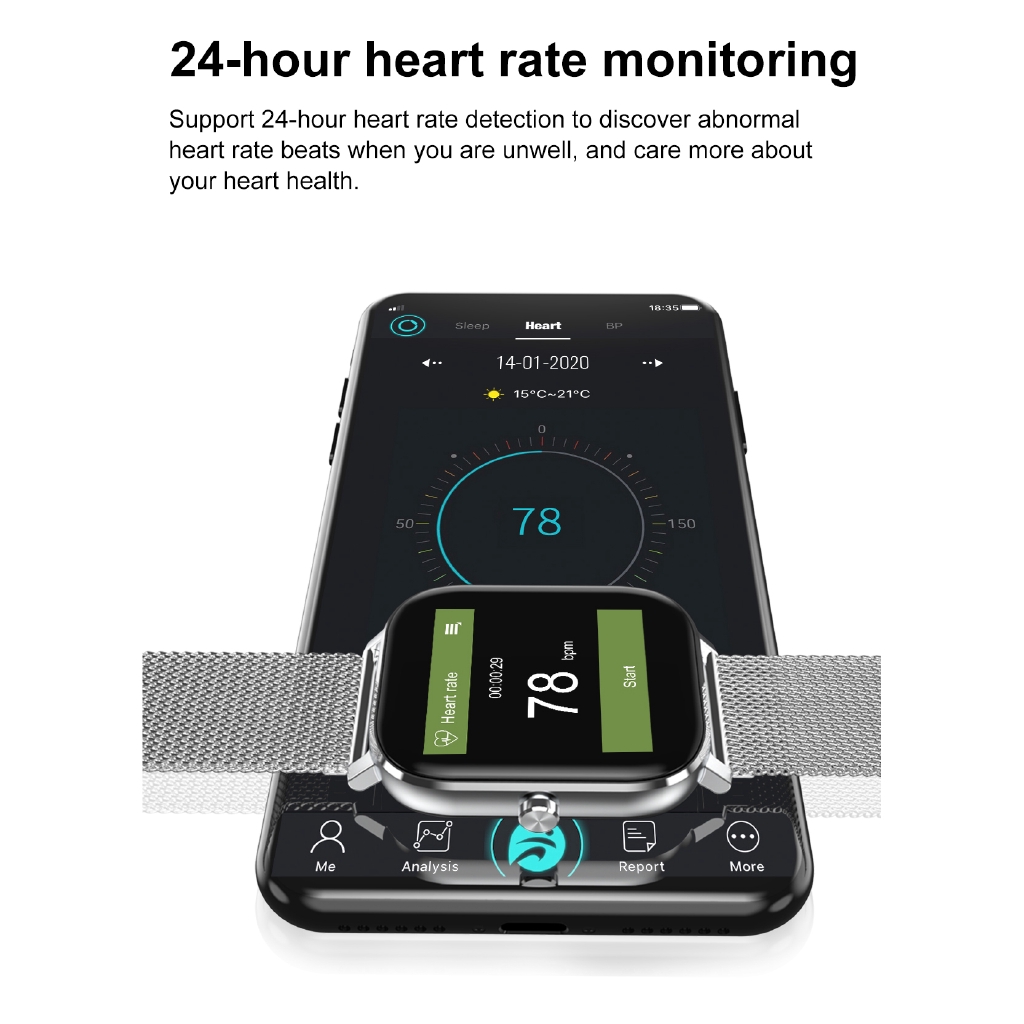 Lykry Đồng hồ thông minh DT35 bluetooth chống nước IP67 hỗ trợ theo dõi sức khỏe ECG PPG HRV