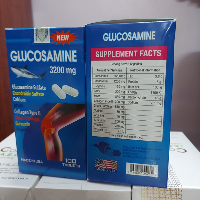 Hỗ trợ xương khớp glucosamine 3200mg hộp 100 viên