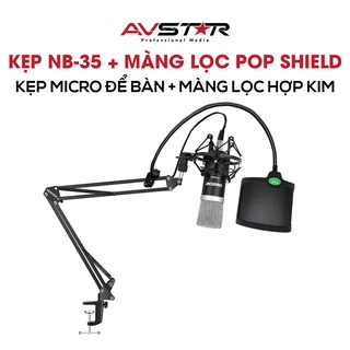 Màng Lọc Âm POP Shield Và Chân Kẹp Mic Thu Âm NB-35, Giá Đỡ, Kẹp Chân Micro Để Bàn Chắc Chắc Bền Bỉ Bảo Hành 6 Tháng