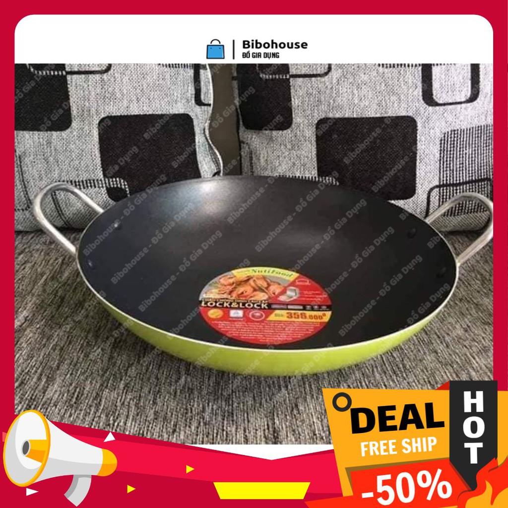 Chảo chống dính 🍳𝗙𝗥𝗘𝗘𝗦𝗛𝗜𝗣🍳 Chảo sâu lòng Lock&Lock Green Cook - LNF2346G 34cm, khả năng dẫn nhiệt tốt