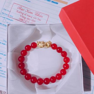 Vòng mã não đỏ 8ly mix nghê xi màu