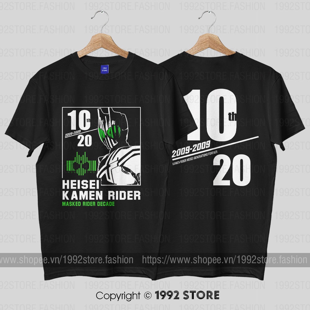 Áo thun Kamen Rider Decade - HEISEI RIDER 20th Anniversary (Black) ngắn tay