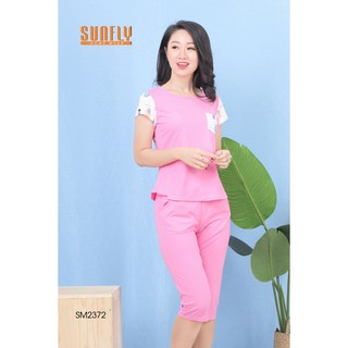 Sunfly Bộ mặc nhà áo cộc tay, quần lửng- mã sp SM2372