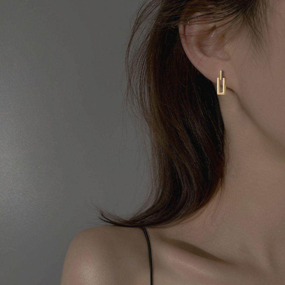 AROMA Đôi Bông Tai Hình Chữ Nhật Đính Đá Thời Trang Cho Nữ