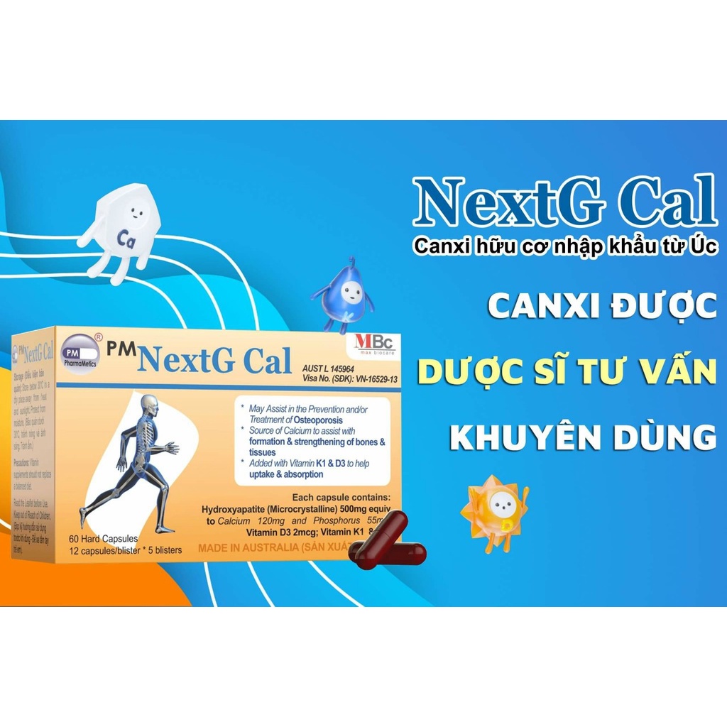 Viên Uống Bổ Sung Canxi Hữu Cơ Từ Úc NextG Cal Hộp 60 viên