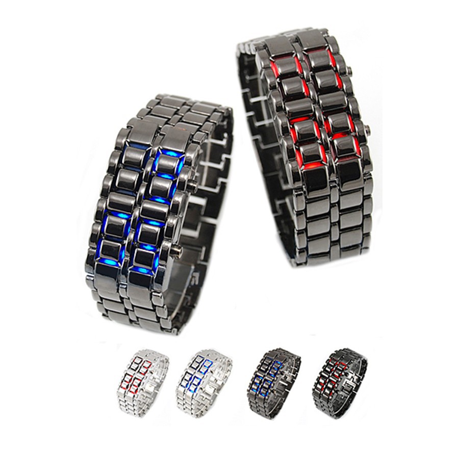 Đồng hồ không mặt đèn LED bằng kim loại độc đáo cho nam/nữ