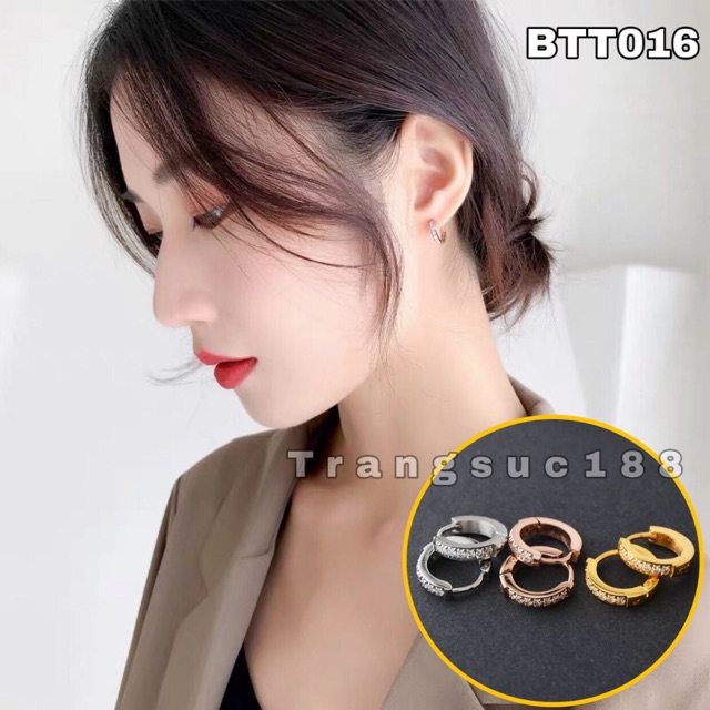 Bông tai Titan Nữ Khoen đá BTT16